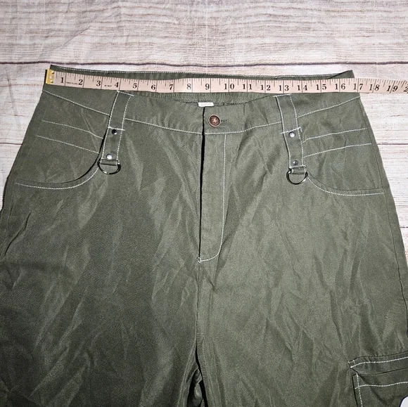 Romwe Fairycore Skull Print Green Wide Leg Cargo Pants - Picture 6 of 10